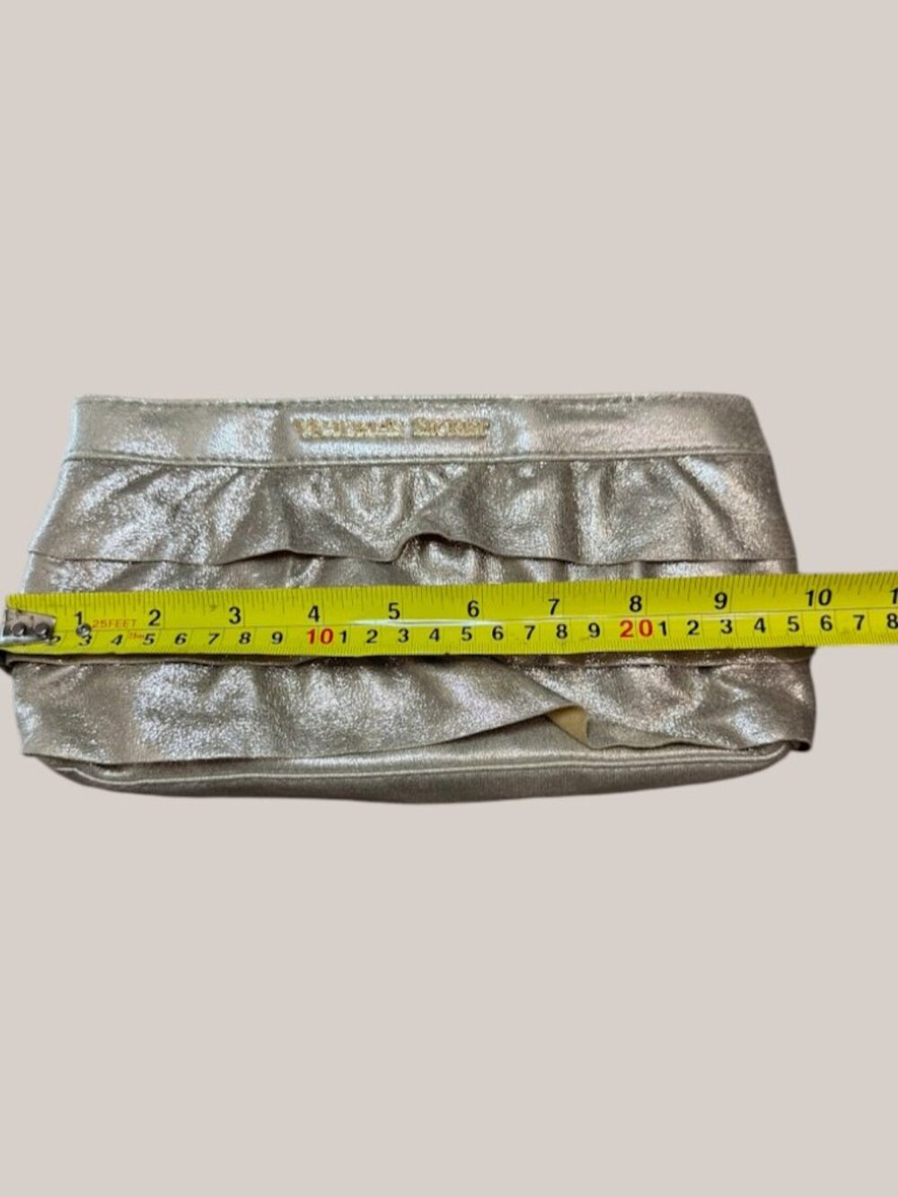 Gold Metallic Ruffle Clutch Evening Bag Purse - Picture 3 of 6